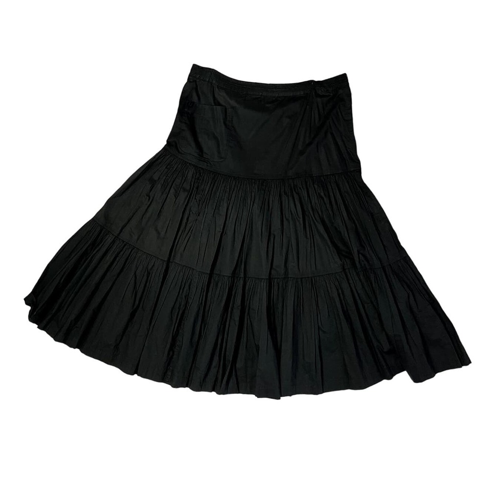 1990s Eskandar Black Tiered Skirt | Waist 40 | Vintage